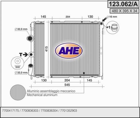 AHE 123.062/A - Radiators, Motora dzesēšanas sistēma autodraugiem.lv