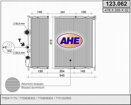 AHE 123.062 - Radiators, Motora dzesēšanas sistēma autodraugiem.lv