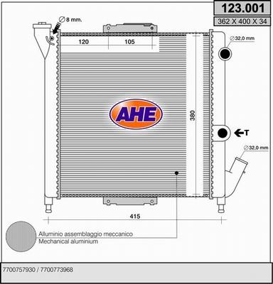 AHE 123.001 - Radiators, Motora dzesēšanas sistēma autodraugiem.lv