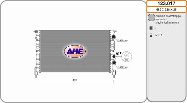 AHE 123.017 - Radiators, Motora dzesēšanas sistēma autodraugiem.lv