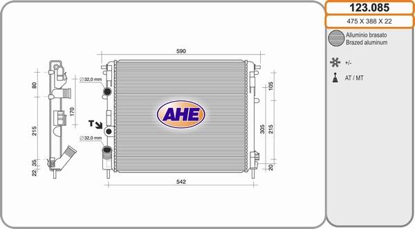 AHE 123.085 - Radiators, Motora dzesēšanas sistēma autodraugiem.lv