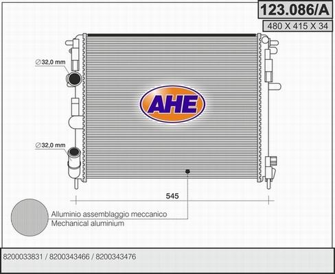 AHE 123.086/A - Radiators, Motora dzesēšanas sistēma autodraugiem.lv