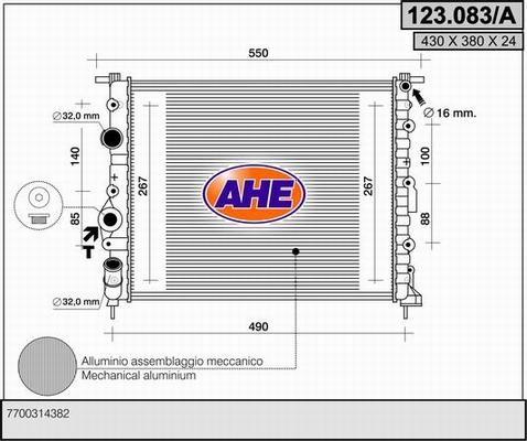 AHE 123.083/A - Radiators, Motora dzesēšanas sistēma autodraugiem.lv