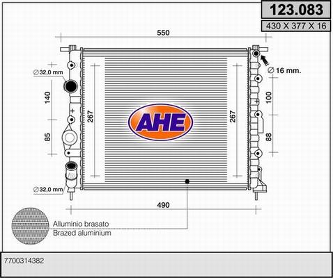 AHE 123.083 - Radiators, Motora dzesēšanas sistēma autodraugiem.lv