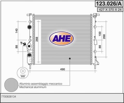 AHE 123.026/A - Radiators, Motora dzesēšanas sistēma autodraugiem.lv