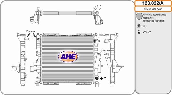 AHE 123.022/A - Radiators, Motora dzesēšanas sistēma autodraugiem.lv