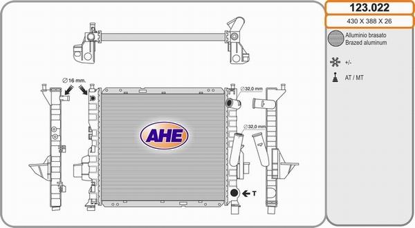 AHE 123.022 - Radiators, Motora dzesēšanas sistēma autodraugiem.lv