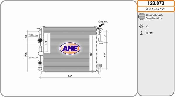 AHE 123.073 - Radiators, Motora dzesēšanas sistēma autodraugiem.lv