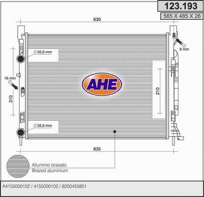 AHE 123.193 - Radiators, Motora dzesēšanas sistēma autodraugiem.lv