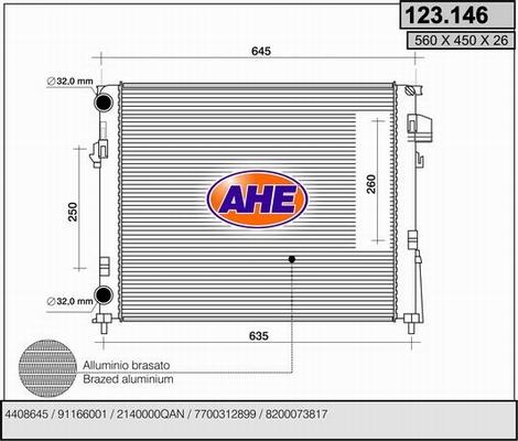 AHE 123.146 - Radiators, Motora dzesēšanas sistēma autodraugiem.lv