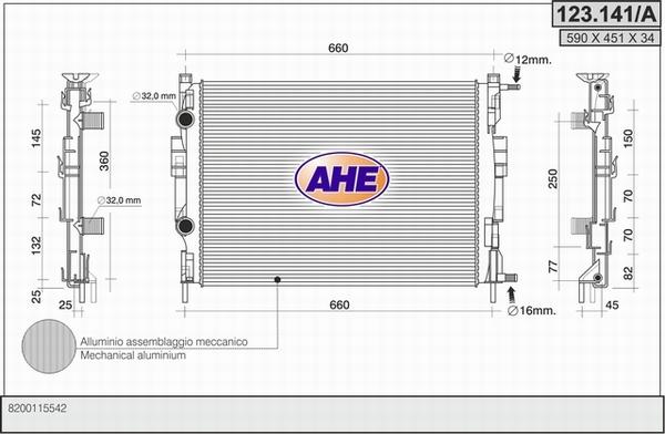 AHE 123.141/A - Radiators, Motora dzesēšanas sistēma autodraugiem.lv