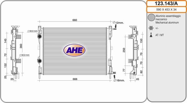 AHE 123.143/A - Radiators, Motora dzesēšanas sistēma autodraugiem.lv