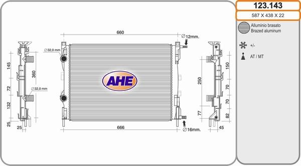 AHE 123.143 - Radiators, Motora dzesēšanas sistēma autodraugiem.lv