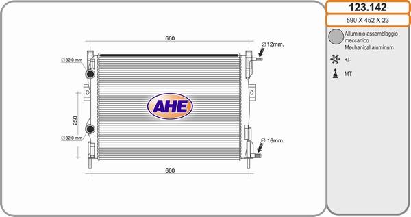 AHE 123.142 - Radiators, Motora dzesēšanas sistēma autodraugiem.lv