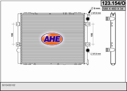 AHE 123.154/O - Radiators, Motora dzesēšanas sistēma autodraugiem.lv