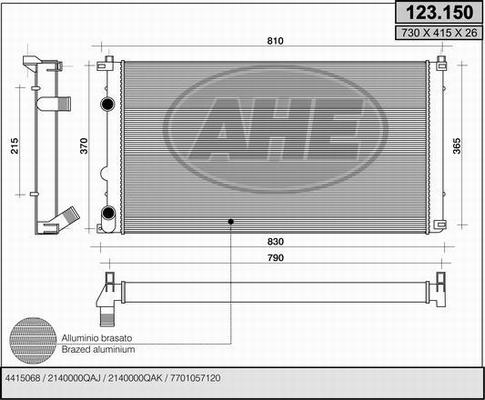 AHE 123.150 - Radiators, Motora dzesēšanas sistēma autodraugiem.lv