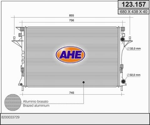 AHE 123.157 - Radiators, Motora dzesēšanas sistēma autodraugiem.lv