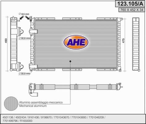 AHE 123.105/A - Radiators, Motora dzesēšanas sistēma autodraugiem.lv