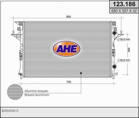 AHE 123.186 - Radiators, Motora dzesēšanas sistēma autodraugiem.lv