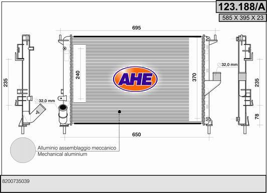 AHE 123.188/A - Radiators, Motora dzesēšanas sistēma autodraugiem.lv