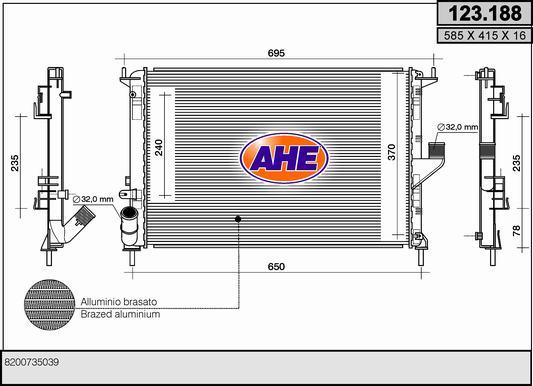AHE 123.188 - Radiators, Motora dzesēšanas sistēma autodraugiem.lv