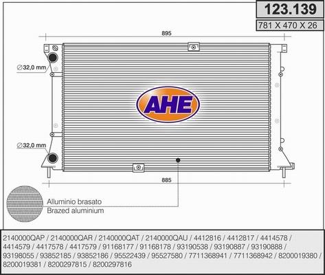 AHE 123.139 - Radiators, Motora dzesēšanas sistēma autodraugiem.lv