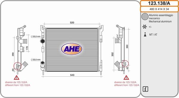 AHE 123.138/A - Radiators, Motora dzesēšanas sistēma autodraugiem.lv