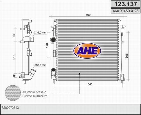 AHE 123.137 - Radiators, Motora dzesēšanas sistēma autodraugiem.lv