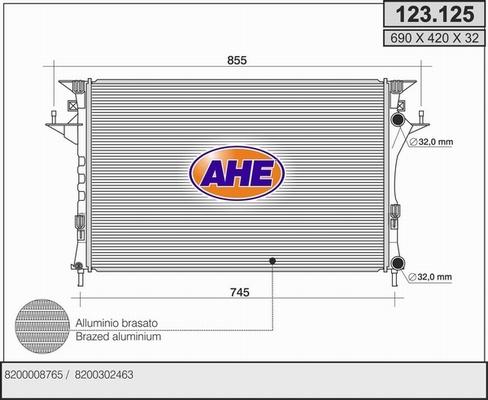 AHE 123.125 - Radiators, Motora dzesēšanas sistēma autodraugiem.lv