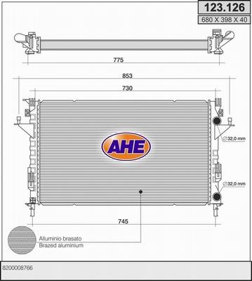 AHE 123.126 - Radiators, Motora dzesēšanas sistēma autodraugiem.lv