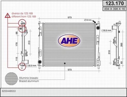 AHE 123.170 - Radiators, Motora dzesēšanas sistēma autodraugiem.lv