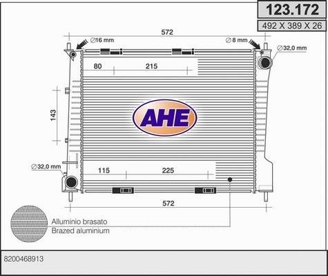 AHE 123.172 - Radiators, Motora dzesēšanas sistēma autodraugiem.lv