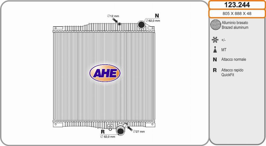 AHE 123.244 - Radiators, Motora dzesēšanas sistēma autodraugiem.lv