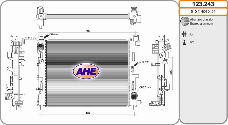 AHE 123.243 - Radiators, Motora dzesēšanas sistēma autodraugiem.lv