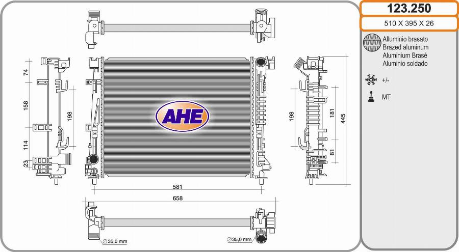 AHE 123.250 - Radiators, Motora dzesēšanas sistēma autodraugiem.lv