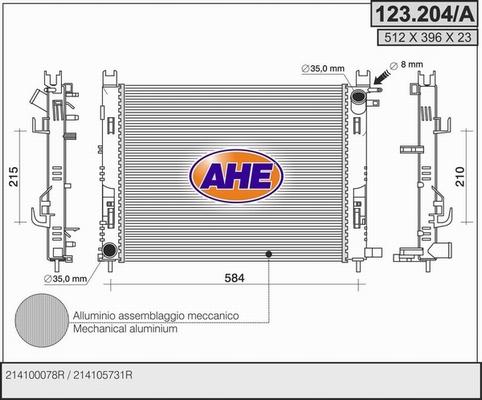 AHE 123.204/A - Radiators, Motora dzesēšanas sistēma autodraugiem.lv