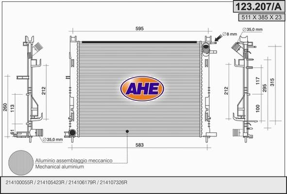 AHE 123.207/A - Radiators, Motora dzesēšanas sistēma autodraugiem.lv