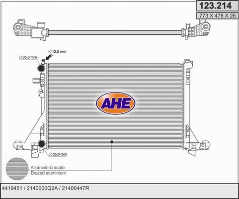 AHE 123.214 - Radiators, Motora dzesēšanas sistēma autodraugiem.lv