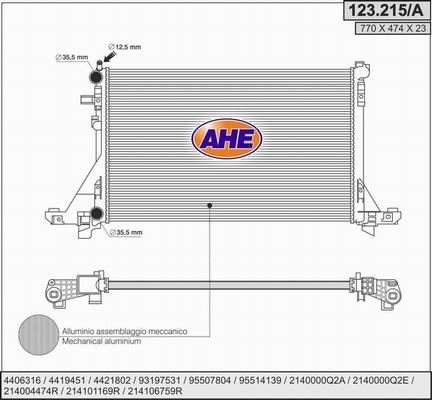 AHE 123.215/A - Radiators, Motora dzesēšanas sistēma autodraugiem.lv