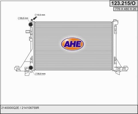 AHE 123.215/O - Radiators, Motora dzesēšanas sistēma autodraugiem.lv