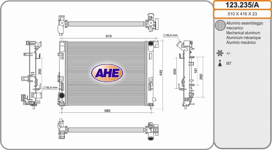 AHE 123.235/A - Radiators, Motora dzesēšanas sistēma autodraugiem.lv