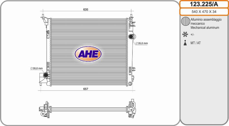 AHE 123.225/A - Radiators, Motora dzesēšanas sistēma autodraugiem.lv