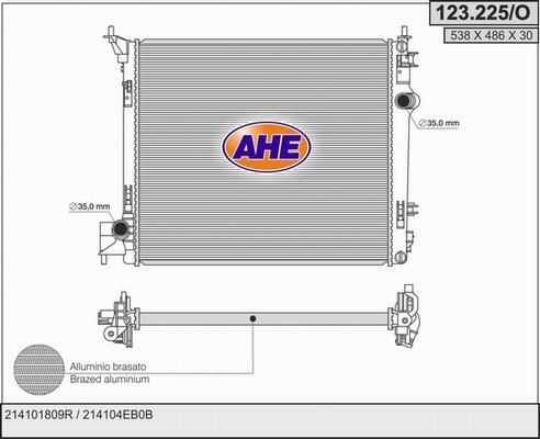 AHE 123.225/O - Radiators, Motora dzesēšanas sistēma autodraugiem.lv