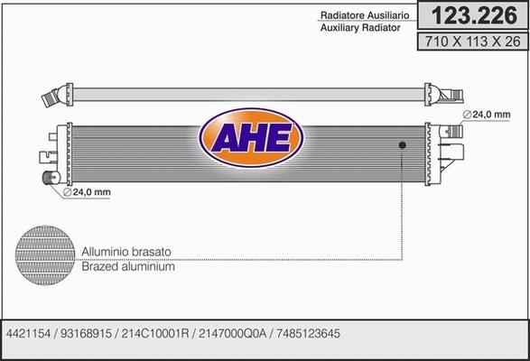 AHE 123.226 - Radiators, Motora dzesēšanas sistēma autodraugiem.lv