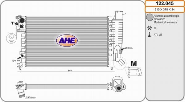 AHE 122.045 - Radiators, Motora dzesēšanas sistēma autodraugiem.lv