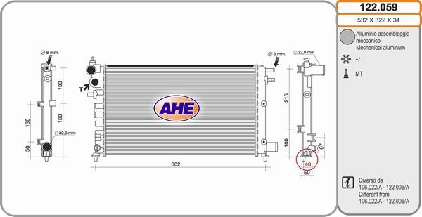 AHE 122.059 - Radiators, Motora dzesēšanas sistēma autodraugiem.lv