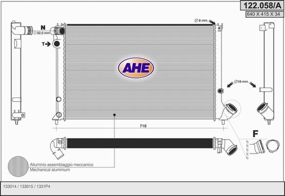 AHE 122.058/A - Radiators, Motora dzesēšanas sistēma autodraugiem.lv