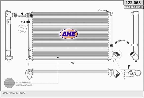 AHE 122.058 - Radiators, Motora dzesēšanas sistēma autodraugiem.lv