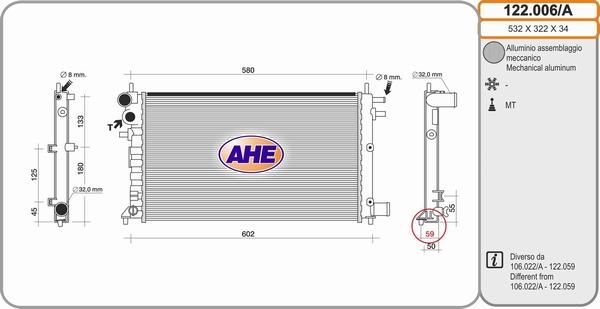 AHE 122.006/A - Radiators, Motora dzesēšanas sistēma autodraugiem.lv