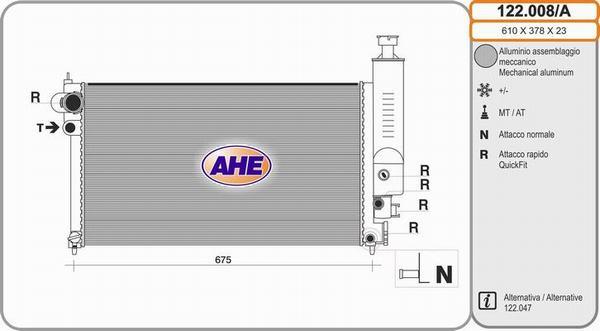 AHE 122.008/A - Radiators, Motora dzesēšanas sistēma autodraugiem.lv